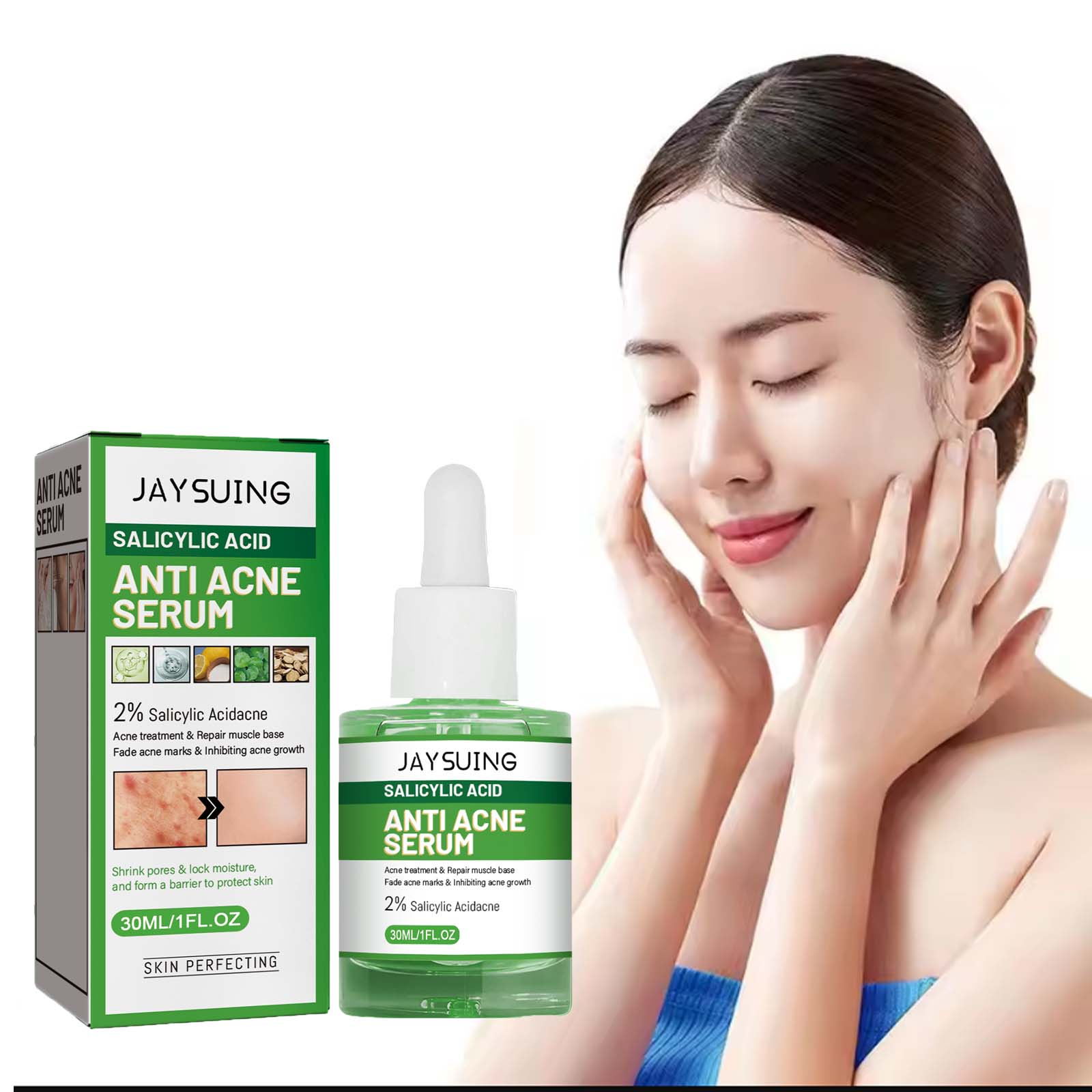 Hyaluronic Acid Facial Serum - Salicylsäure Anti Acne-e Gesichtsserum Feuchtigkeitsspendender Fader