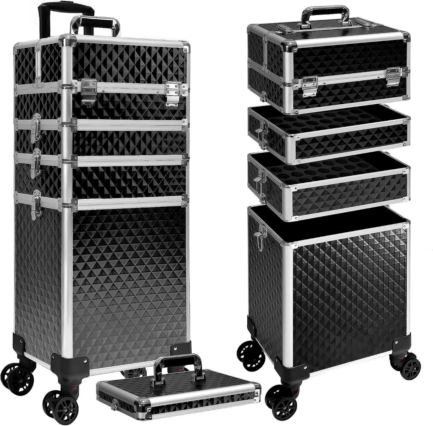 Makeup - Rollender Make-up-Koffer, Kosmetik-Trolley-Gepäckbox, Aufbewahrungsorganizer für Salon-