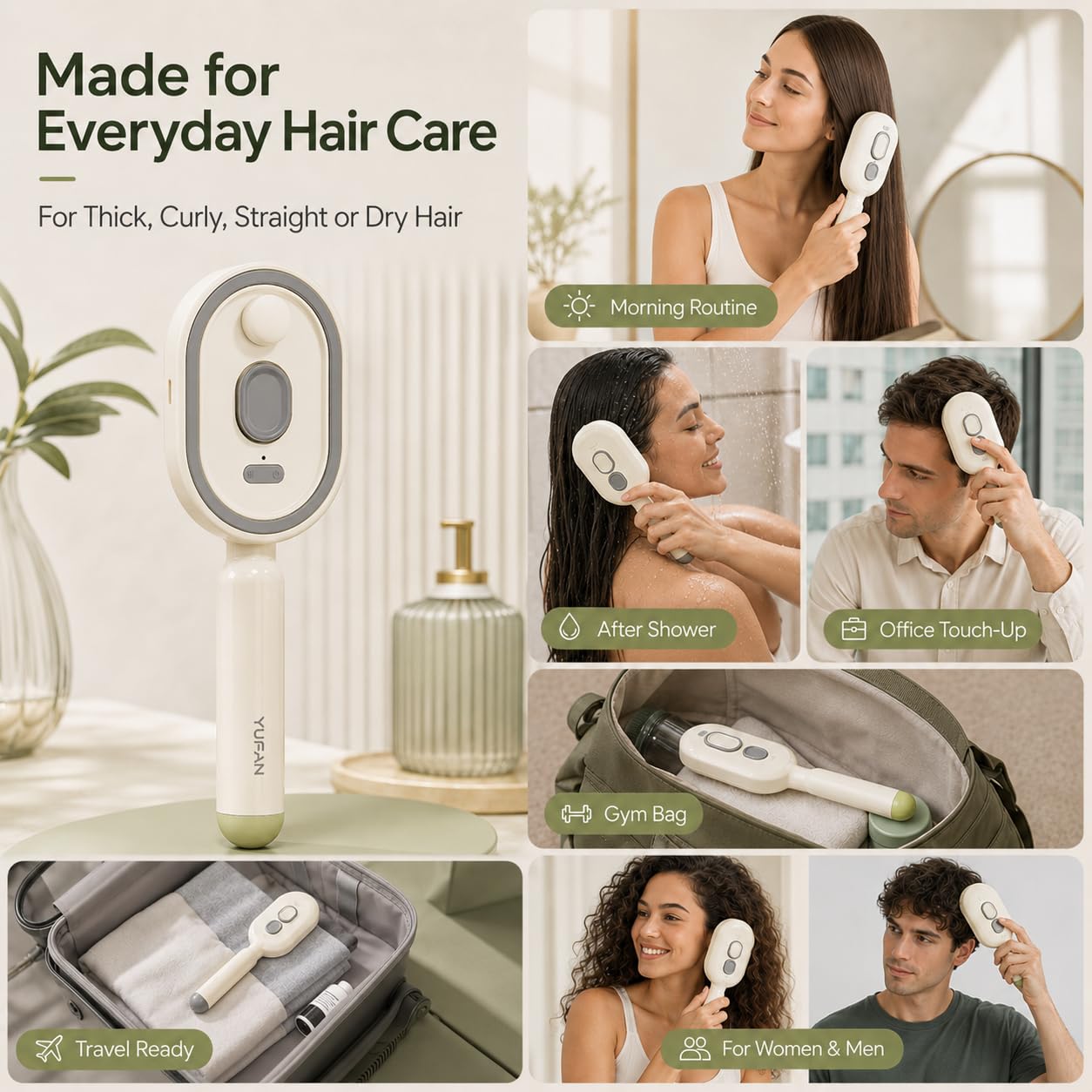 Massage - Elektrische Sprüh-Haarmassagebürste 2-in-1 mit Feuchtigkeitssprühfunktion, reduziert