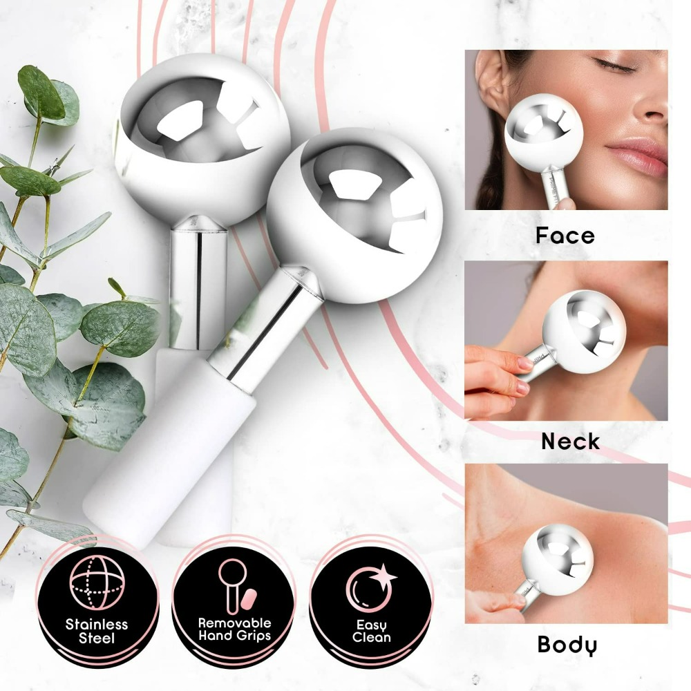 Face Ice Roller Puffiness - Kryo-Gesichtsmassagegerät Eisgloben Unzerbrechlicher Stahl Kühlroller für