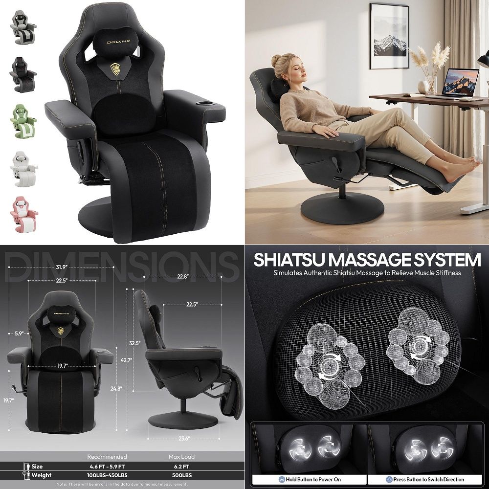 Massage - M6 Gaming-Stuhl mit Klimasteuerung, Massage, belüftetem