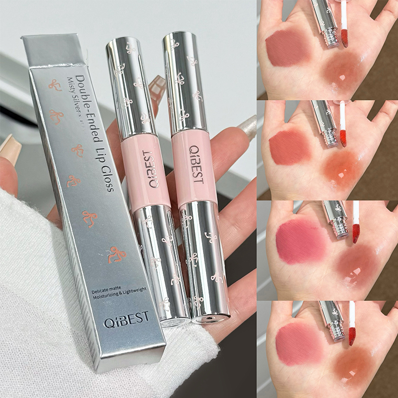 Matte Velvet Lip Tint Long Lasting - QIBEST Doppelkopf-Matt-Samt-Flüssig-Lippenstift und wässriger Lipgloss-Tint, langanhaltender