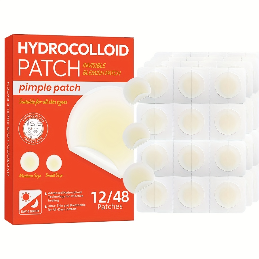 Hydrocolloid Pimple Patch - 48 Stück Hydrokolloid-Akne-Pflaster bieten unsichtbare Abdeckung,