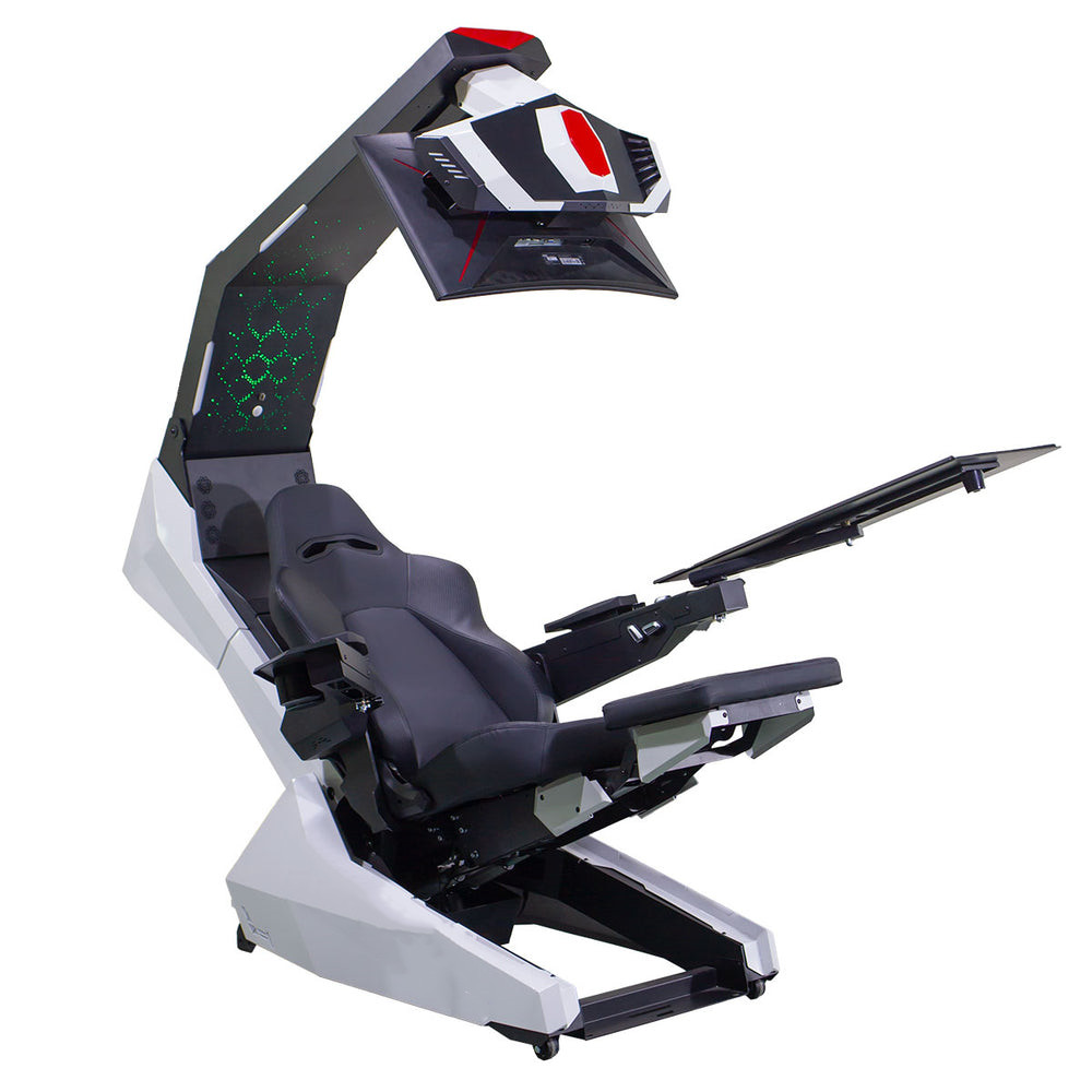 Massage - Komfortabler Luxus-Arbeitsplatzstuhl mit Liegefunktion, Computer-Cockpit mit
