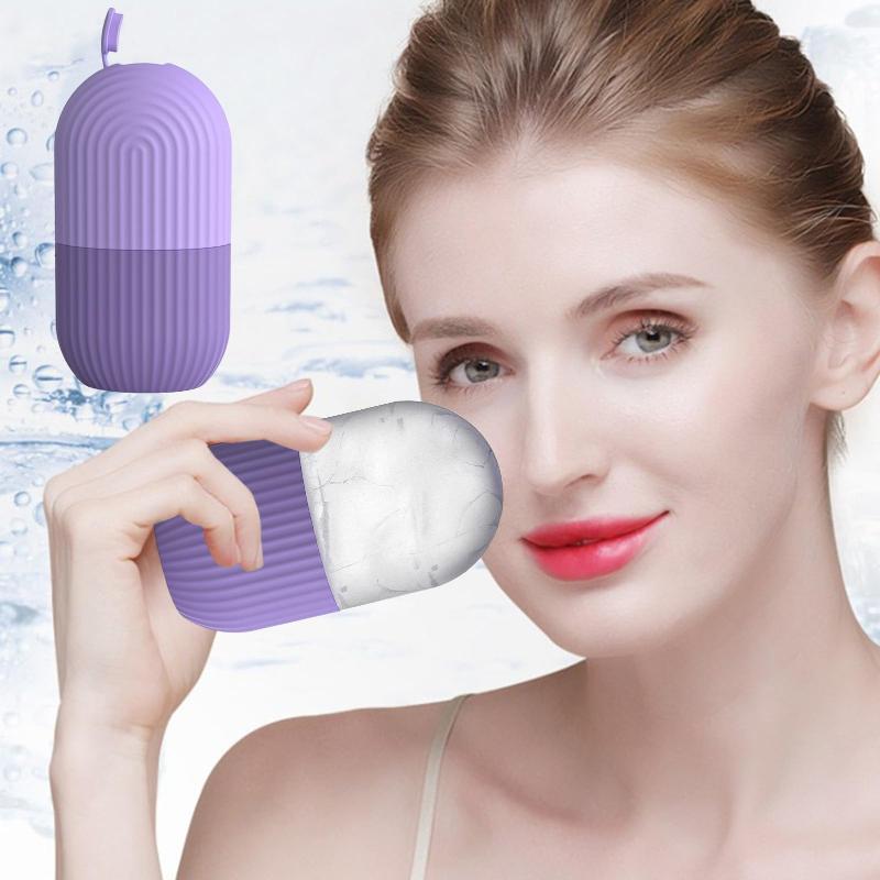 Face Ice Roller Puffiness - Eis-Gesichtsroller, Eiswürfel, Schönheitsmassage, Silikon-Eisform für Augenschwellungen,